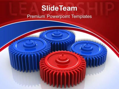 Gear and cogs powerpoint templates leadership symbol marketing ppt design slides