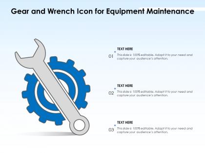 Gear and wrench icon for equipment maintenance