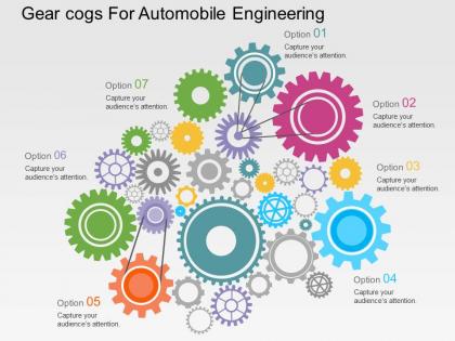 Gear cogs for automobile engineering flat powerpoint design