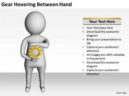 Gear hovering between hand ppt graphics icons powerpoint