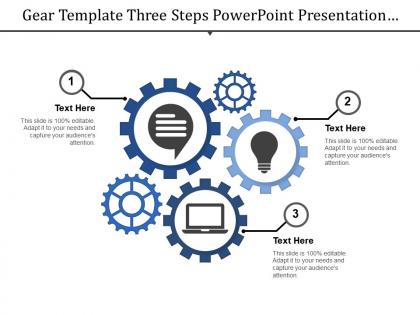 Gear template three steps powerpoint presentation examples