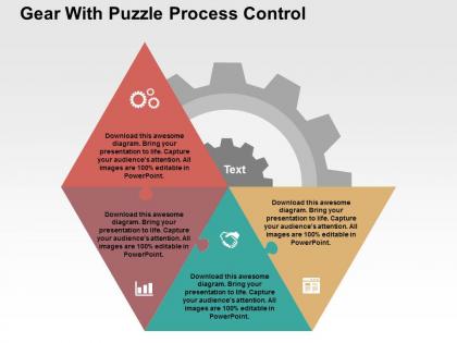 Gear with puzzle process control flat powerpoint design