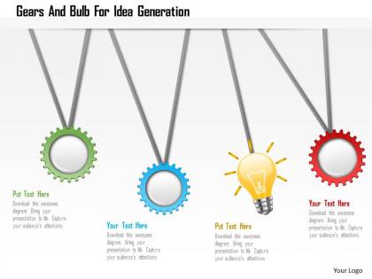 Gears and bulb for idea generation powerpoint template