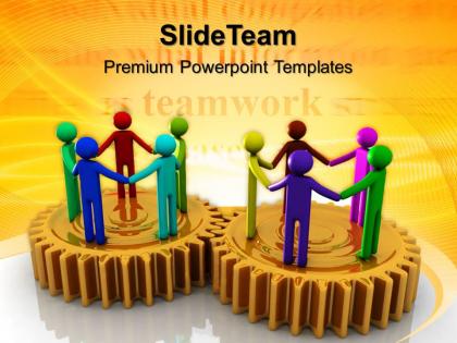 Gears image powerpoint templates cooperating team teamwork ppt slide designs