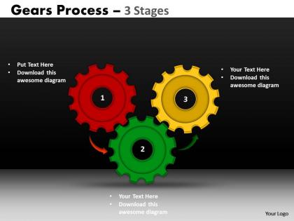 Gears process 3 stages style 1 powerpoint slides