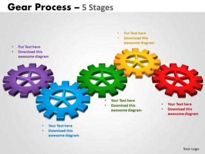 Gears process 5 stages style 2 powerpoint slides and ppt templates 0412