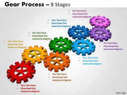 Gears process 8 stages style 2 powerpoint slides and ppt