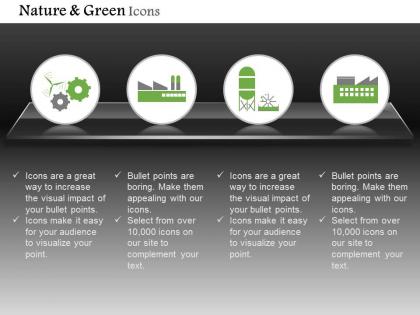 Gears with factory and plant for green energy production editable icons