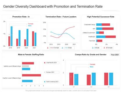 Gender diversity dashboard with promotion and termination rate