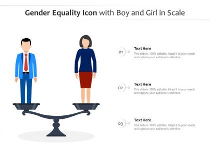Gender equality icon with boy and girl in scale
