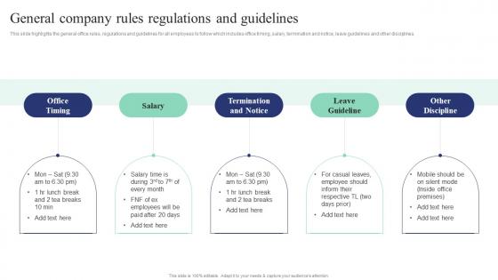General Company Rules Regulations And Guidelines Corporate Induction Program For New Staff