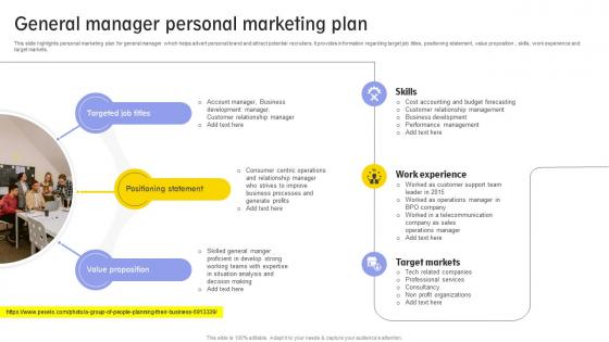 General Manager Personal Marketing Plan