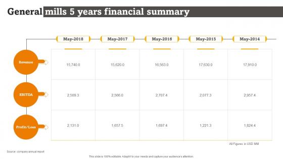 General Mills 5 Years Financial Summary Rte Food Industry Report Part 1