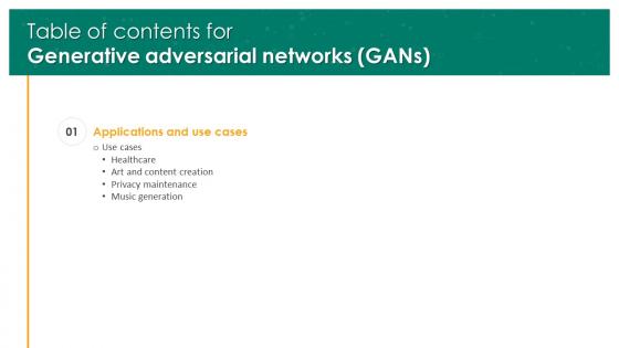 Generative Adversarial Networks For Table Of Contents Ppt Ideas Background Image