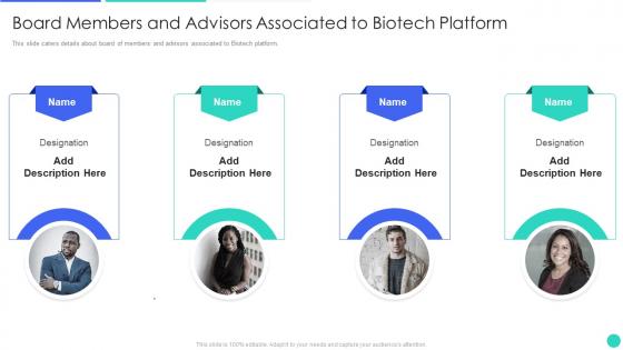 Genomics Firm Investor Funding Deck Board Members And Advisors Associated To Biotech Platform