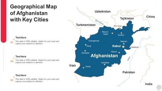 Geographical Map Of Afghanistan With Key Cities
