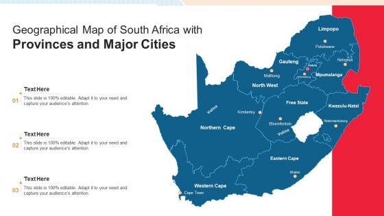 Geographical Map Of South Africa With Provinces And Major Cities
