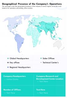 Geographical presence of the companys operations template 48 report infographic ppt pdf document