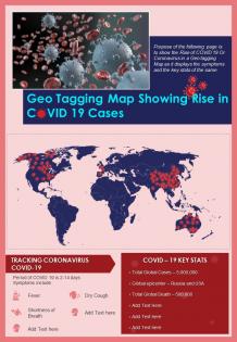 Geotagging map showing rise in covid 19 cases presentation report infographic ppt pdf document