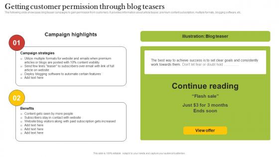 Getting Customer Permission Through Blog Teasers Increasing Customer Opt MKT SS V