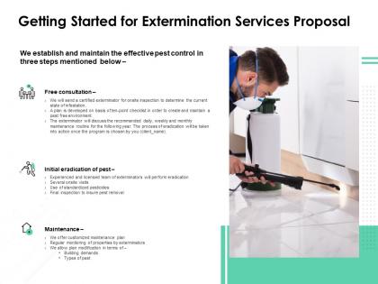 Getting started for extermination services proposal ppt slides templates