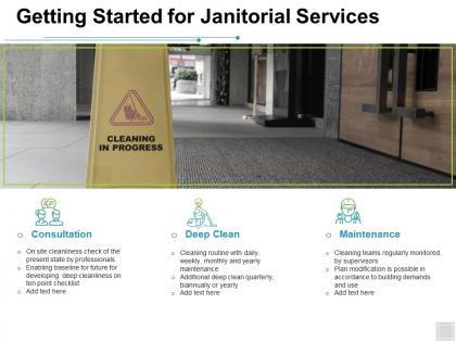 Getting started for janitorial services consultation ppt powerpoint presentation portfolio