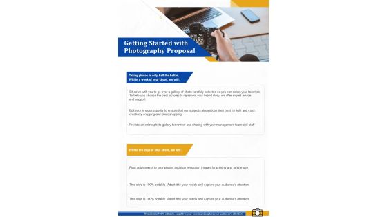 Getting Started With Photography Proposal Corporate Photography Proposal One Pager Sample Example Document