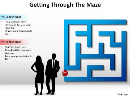 Getting through the maze with business men women labyrinth puzzle ppt slides diagrams powerpoint info graphics
