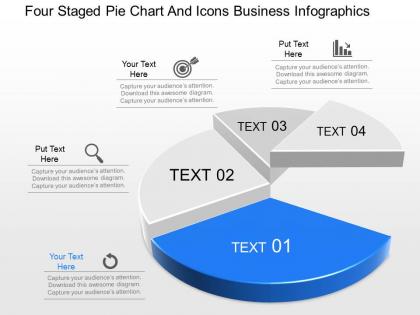Gf four staged pie chart and icons business infographics powerpoint template