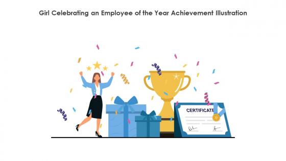 Girl Celebrating An Employee Of The Year Achievement Illustration