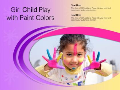 Girl child play with paint colors