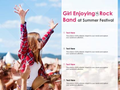 Girl enjoying rock band at summer festival