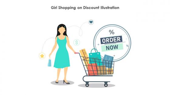 Girl Shopping On Discount Illustration