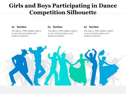 Girls and boys participating in dance competition silhouette
