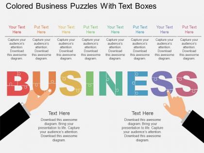 Gl colored business puzzles with text boxes flat powerpoint design