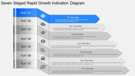 Gl seven staged rapid growth indication diagram powerpoint template