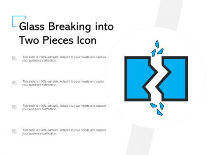 Glass breaking into two pieces icon