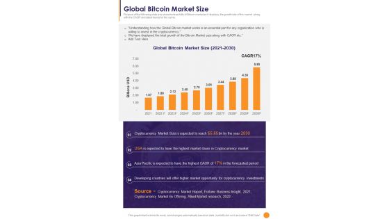 Global Bitcoin Market Size One Pager Sample Example Document