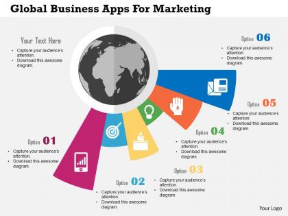 Global business apps for marketing flat powerpoint design