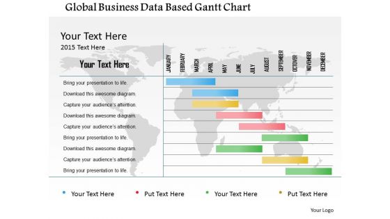 Global business data based gantt chart flat powerpoint design