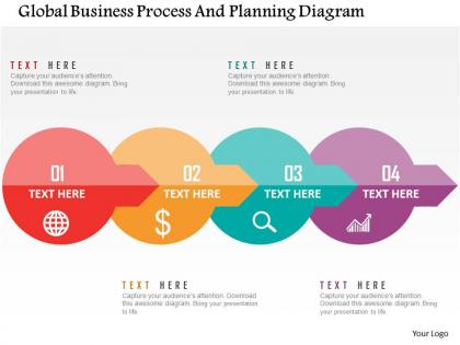 Global business process and planning diagram flat powerpoint design