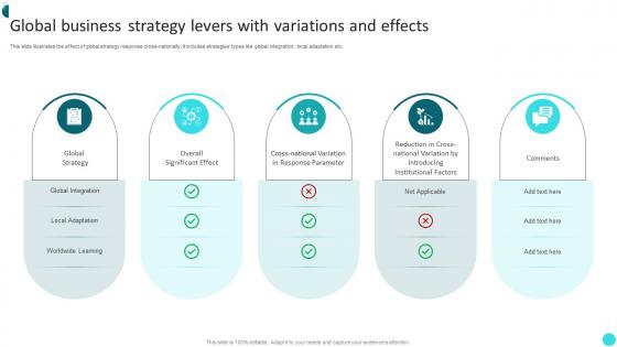 Global Business Strategy Levers With Variations And Effects
