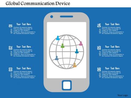 Global communication device flat powerpoint design