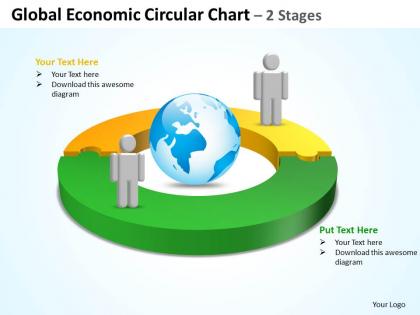 Global economic circular chart 2 stages powerpoint diagrams presentation slides graphics 0912