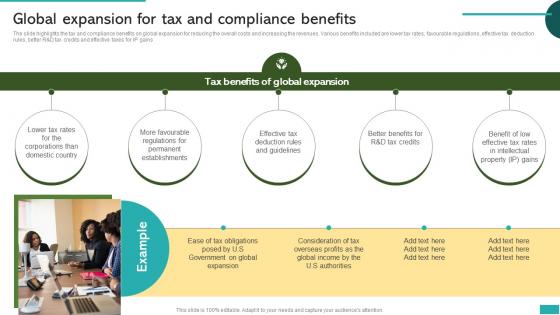 Global Expansion For Tax And Compliance Benefits Global Market Expansion For Product