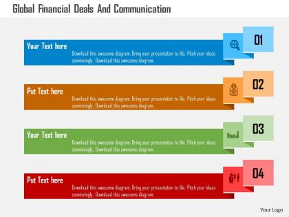 Global financial deals and communication flat powerpoint design