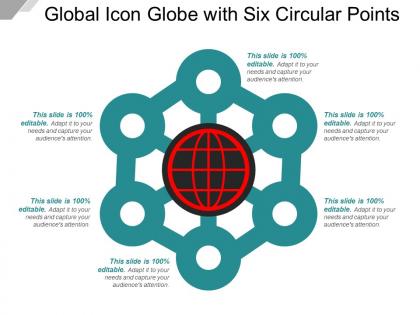 Global icon globe with six circular points