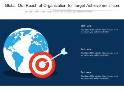 Global out reach of organization for target achievement icon