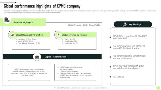 Global Performance Highlights Of KPMG Operational And Marketing Strategy SS V
