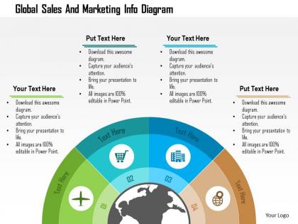 Global sales and marketing info diagram flat powerpoint design
